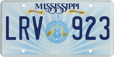 MS license plate LRV923