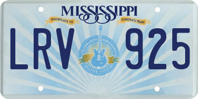 MS license plate LRV925