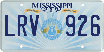 MS license plate LRV926
