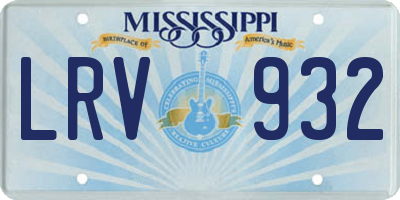 MS license plate LRV932