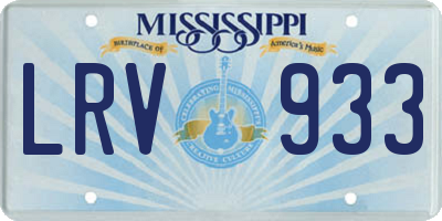 MS license plate LRV933