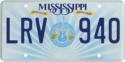MS license plate LRV940