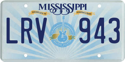 MS license plate LRV943