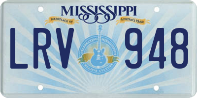 MS license plate LRV948