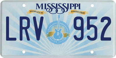 MS license plate LRV952