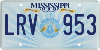 MS license plate LRV953