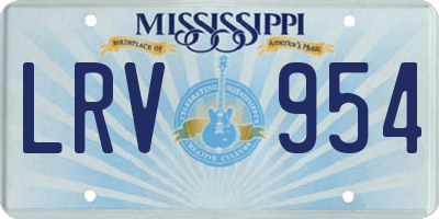 MS license plate LRV954