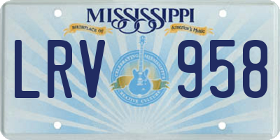 MS license plate LRV958