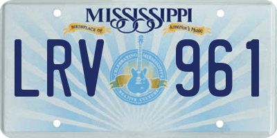 MS license plate LRV961