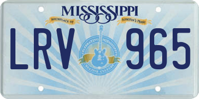 MS license plate LRV965
