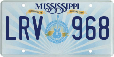 MS license plate LRV968