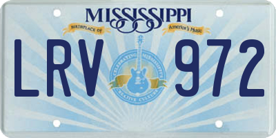 MS license plate LRV972