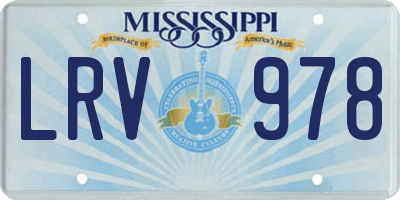 MS license plate LRV978