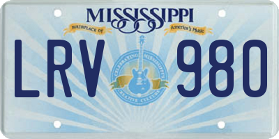MS license plate LRV980