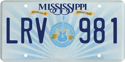 MS license plate LRV981