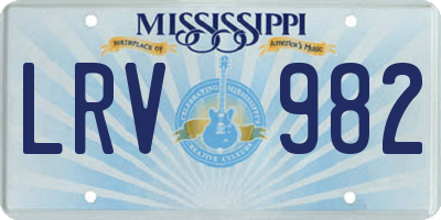 MS license plate LRV982