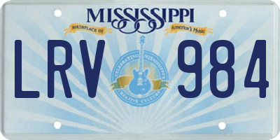 MS license plate LRV984