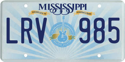 MS license plate LRV985