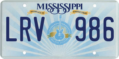 MS license plate LRV986
