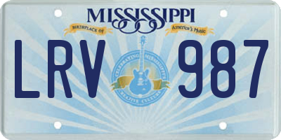 MS license plate LRV987