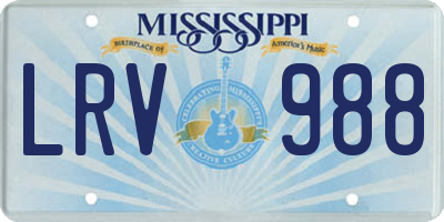 MS license plate LRV988
