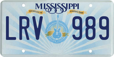 MS license plate LRV989