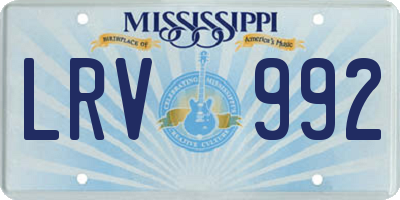 MS license plate LRV992