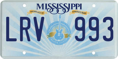 MS license plate LRV993