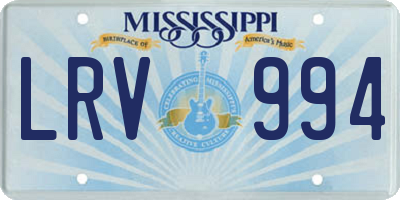 MS license plate LRV994