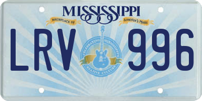 MS license plate LRV996