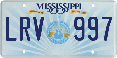 MS license plate LRV997
