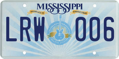 MS license plate LRW006