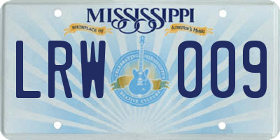 MS license plate LRW009