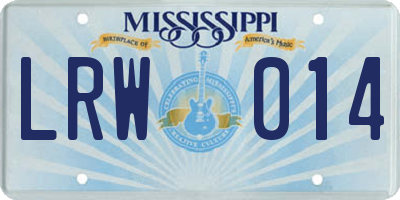 MS license plate LRW014