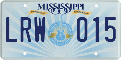 MS license plate LRW015