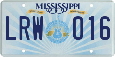 MS license plate LRW016