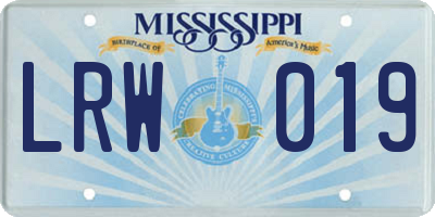 MS license plate LRW019