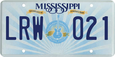MS license plate LRW021