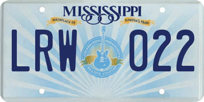 MS license plate LRW022