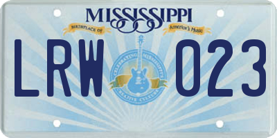 MS license plate LRW023