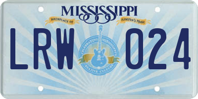 MS license plate LRW024