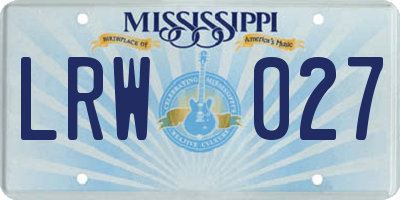 MS license plate LRW027