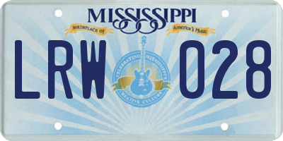 MS license plate LRW028