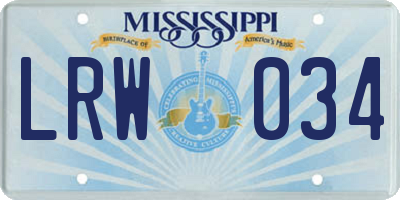 MS license plate LRW034