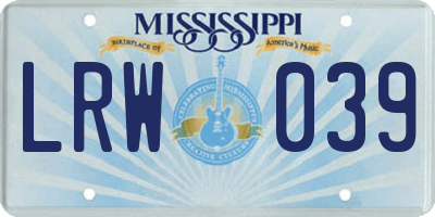 MS license plate LRW039
