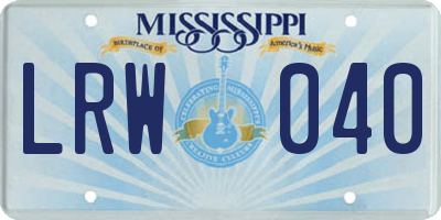 MS license plate LRW040
