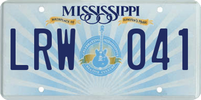 MS license plate LRW041