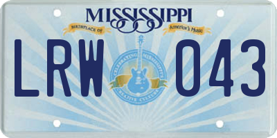 MS license plate LRW043