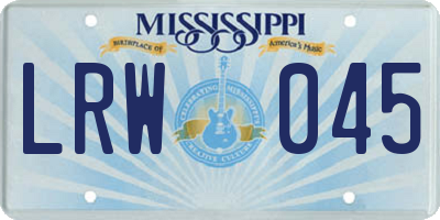 MS license plate LRW045