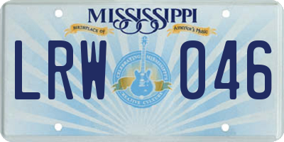 MS license plate LRW046